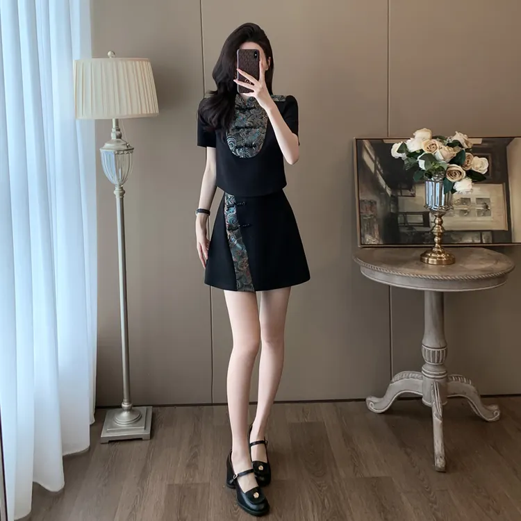 2024时尚爆款女装中国风减龄套装裙夏季显瘦气质高级感裙子两件套