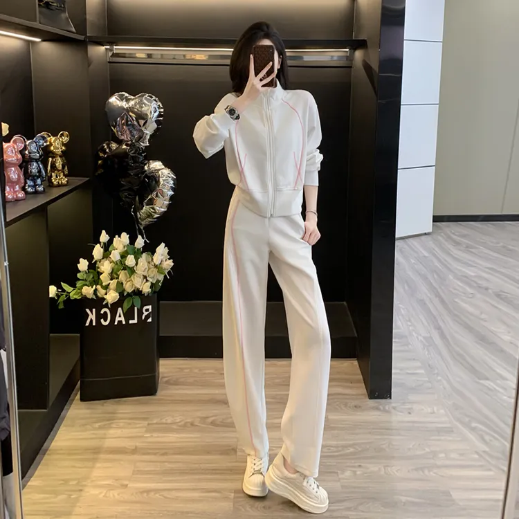 白色休闲运动套装女春秋韩版宽松显瘦时尚减龄卫衣长裤两件套洋气