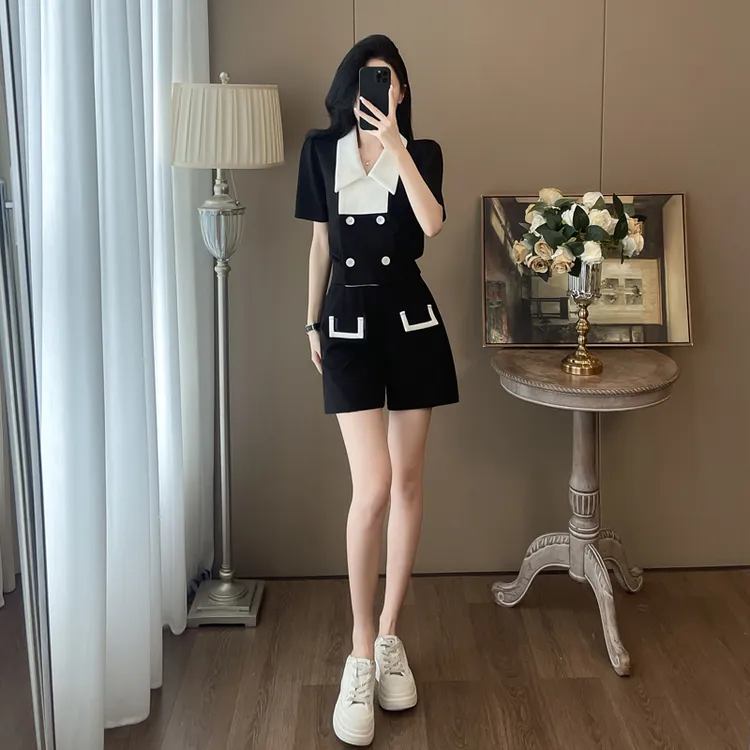 小香风时尚套装女夏季显瘦气质减龄洋气小个子休闲短袖短裤两件套
