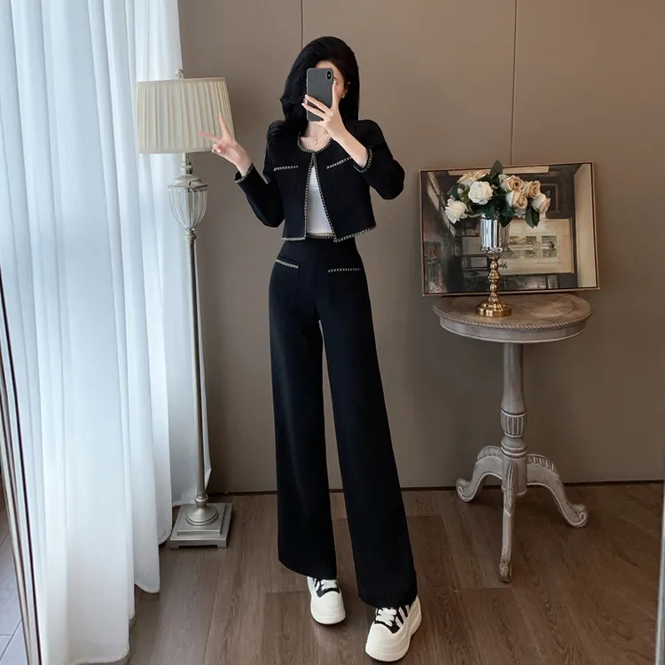 入秋女装一整套时尚减龄通勤气质高级感显瘦休闲阔腿裤两件套装女