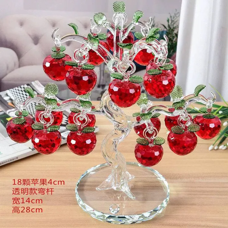 18挂水晶苹果玻璃苹果树家居摆件工艺品客厅玄关装饰品新房花瓶