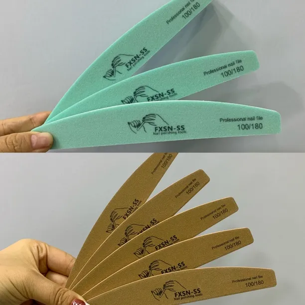  新款水洗海绵抛耐用不掉砂日式砂纸半月形指甲锉带齿修型搓条