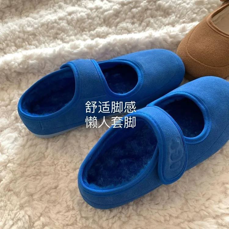 显白克莱因蓝!INS露思温柔风休闲百搭女冬季设计感减龄加绒勃肯鞋
