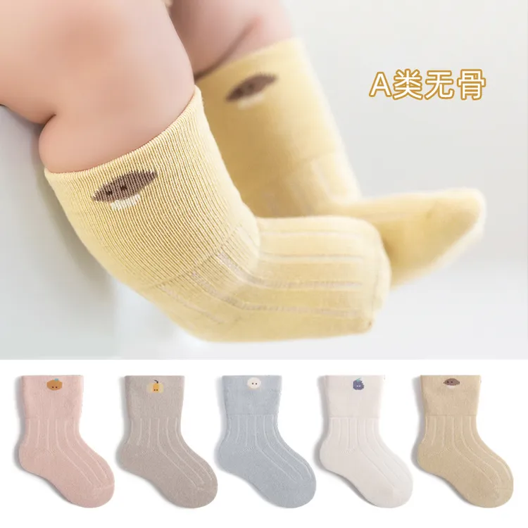 新生儿婴儿袜子春秋冬0-3月6初生婴幼儿1岁男女宝宝无骨中筒棉袜