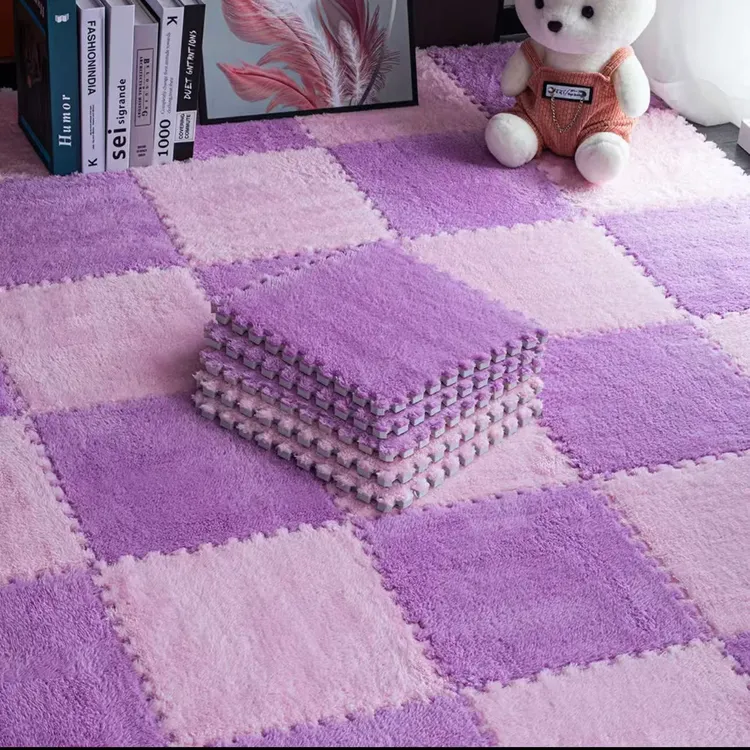 毛绒地毯卧室床边毯客厅爬爬垫地垫拼接泡沫飘窗垫隔晾打地铺垫