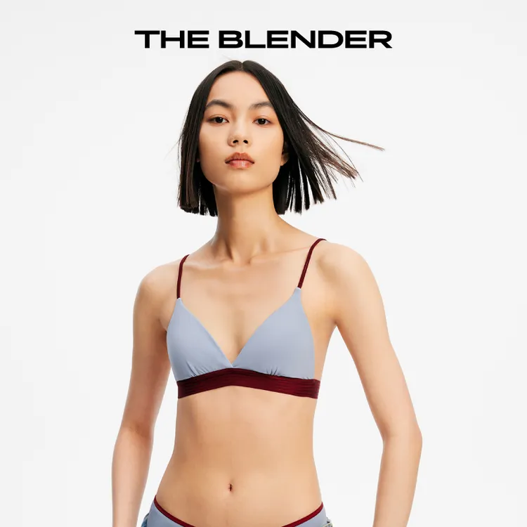 Theblender无钢圈撞色内衣女法式三角杯吊带美背达播