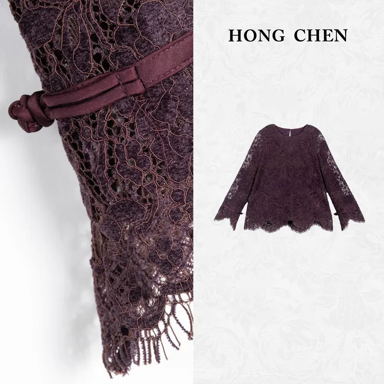 【虹辰·超美蕾丝】高端重工气质上衣高级感时尚舒服优雅贵气-HC1807
