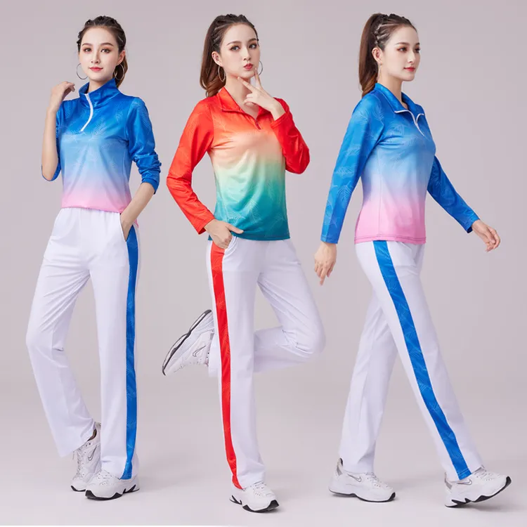 杨丽萍广场舞服装新款运动跑步健身柔力球比赛炫彩梦之队团队演出