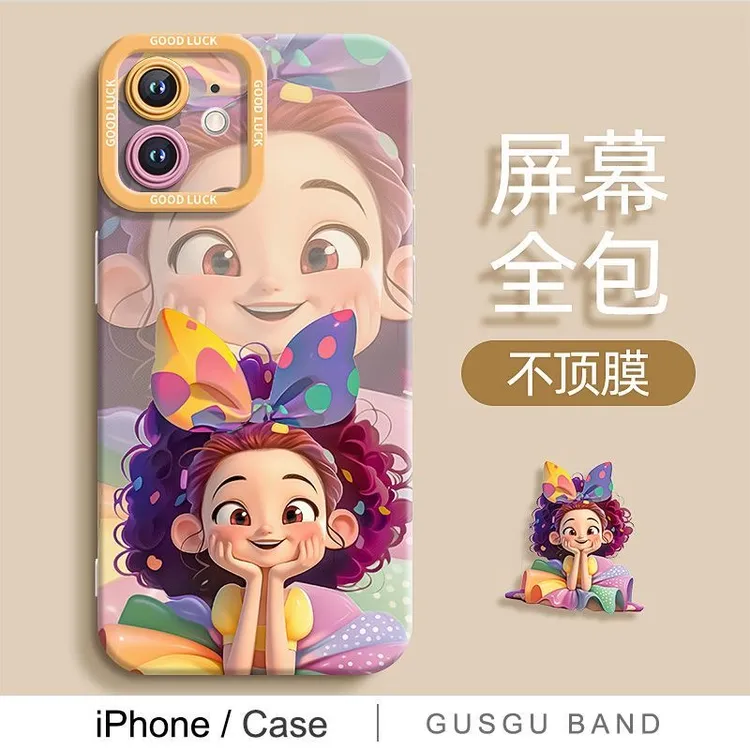 蝴蝶发卡女孩适用苹果13手机壳个性iPhone15promax硅胶防摔xs创意