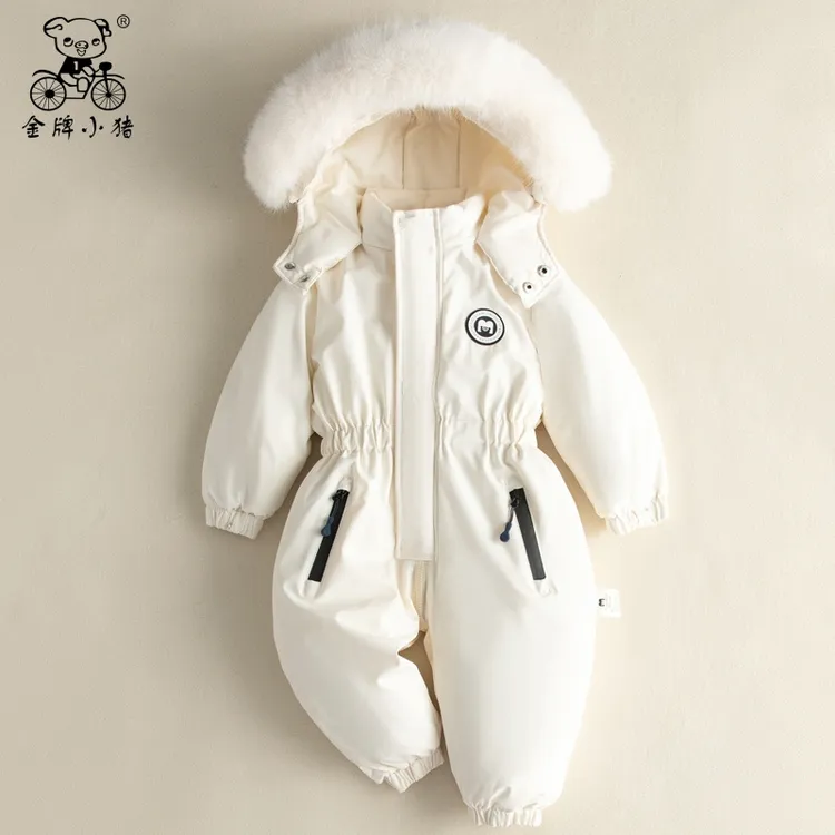 加厚童装防风加绒滑雪服2025冬季新款男女婴幼儿宝宝爬爬服连体衣