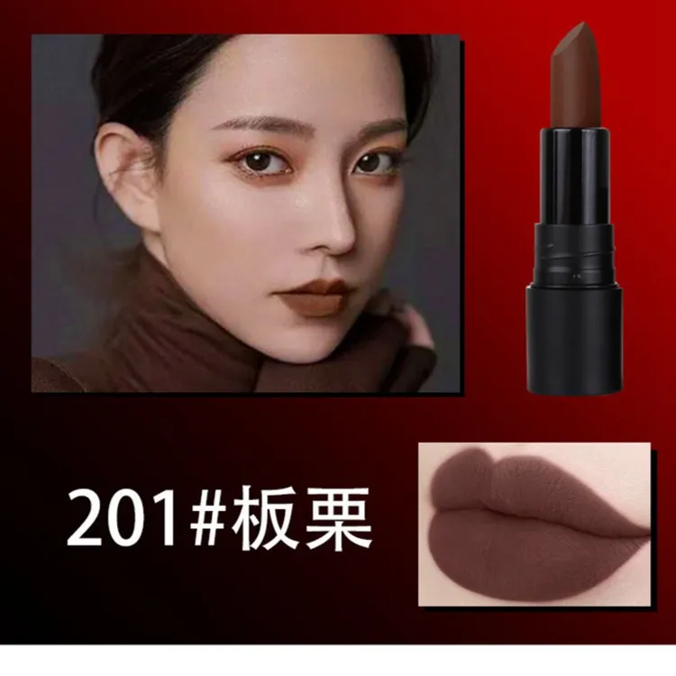 2025新款热卖板栗色口红深棕色欧美范显白学生不掉色秋冬保湿防水