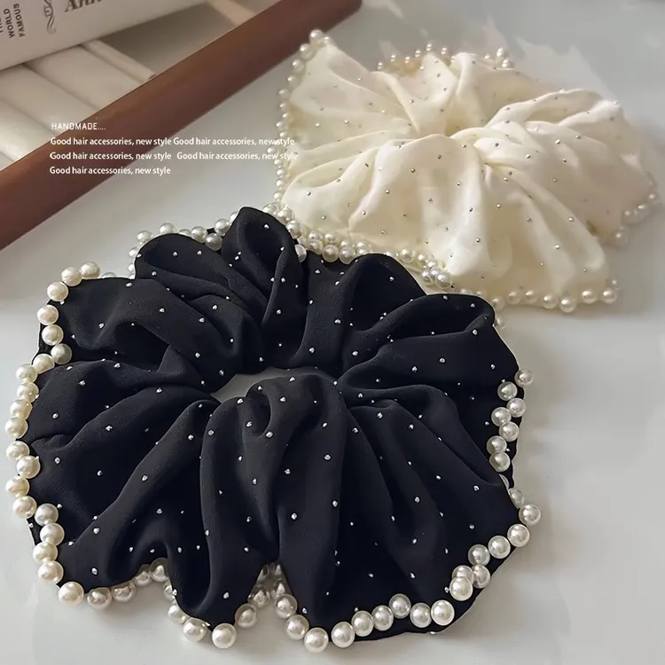 【2025爆款】满天星珍珠大肠发圈超大号头绳高级感头花丸子头发圈