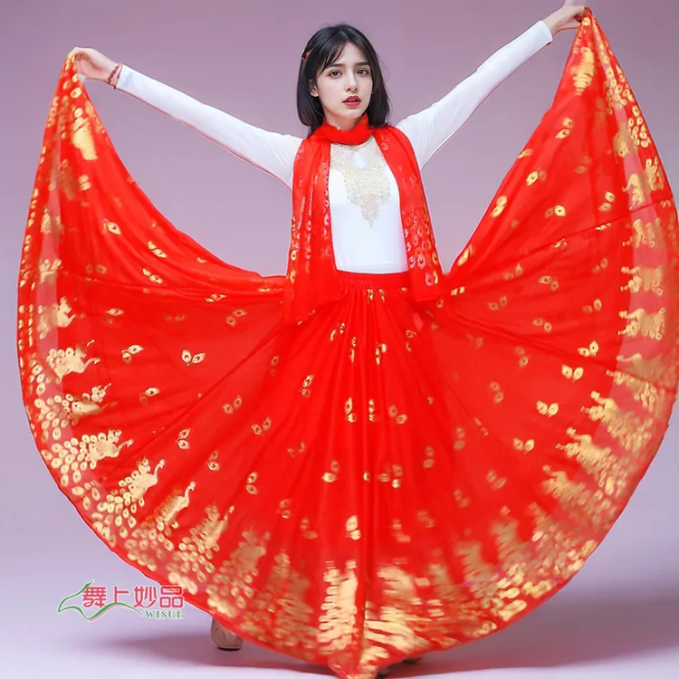 舞上妙品68新疆维吾尔族练习服装广场民族舞练功服半身裙大摆裙女