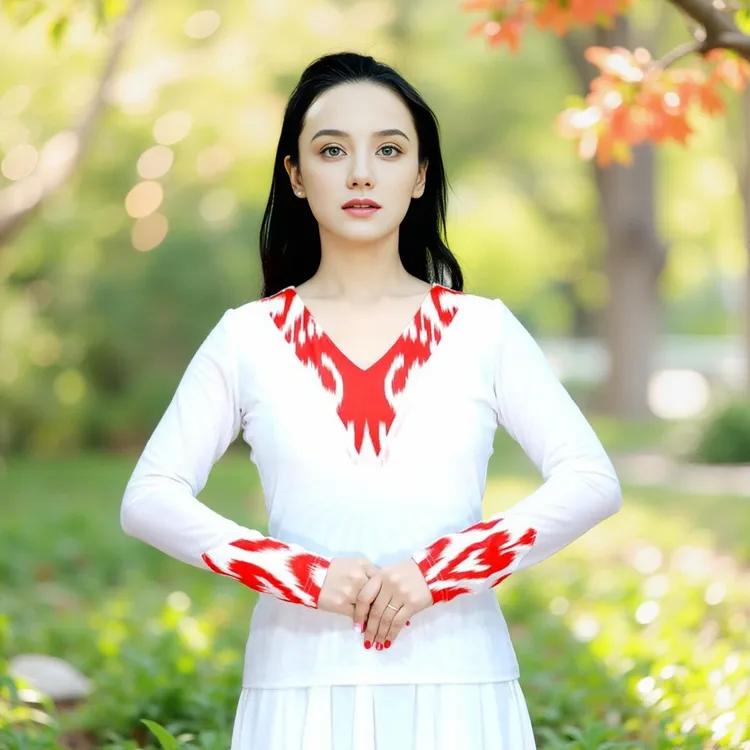 舞上妙品39新疆民族服饰艾特莱斯网纱上衣广场舞台服装T恤打底衫