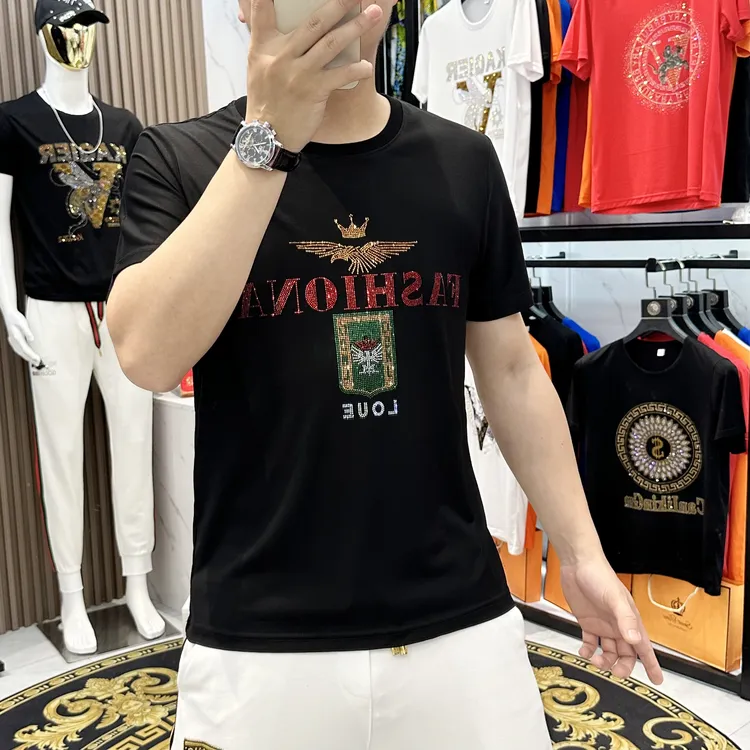 2025夏季新款时尚男士半袖潮流百搭高品质个性轻奢休闲圆领短袖