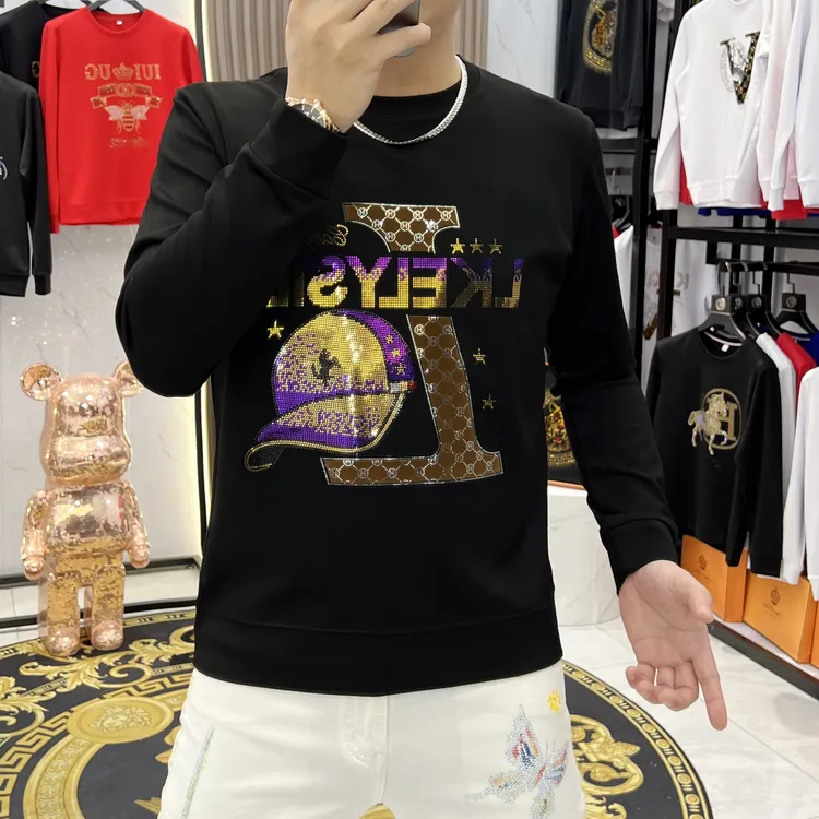 秋冬新款时尚潮流男士长袖卫衣百搭帽子休闲圆领半修身男装上衣