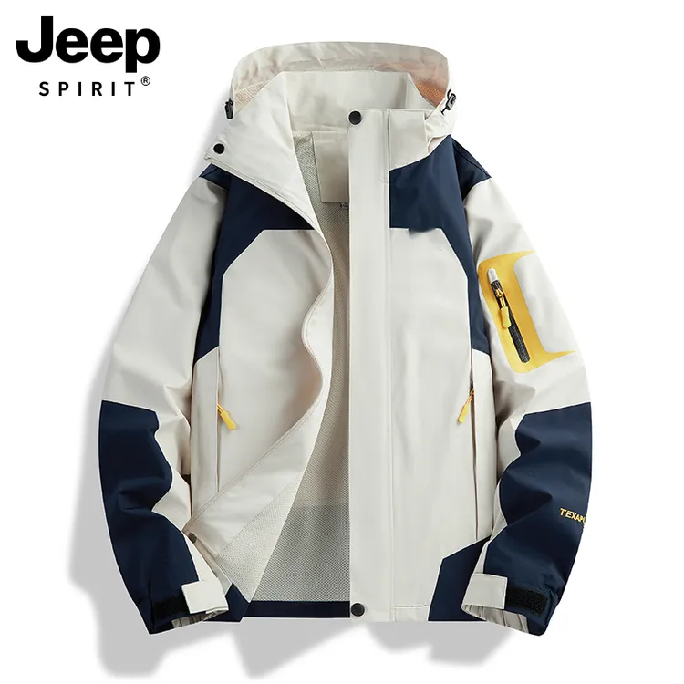 JEEP冲锋衣男款春秋季2024新款情侣户外青少年三合一外套防风夹克