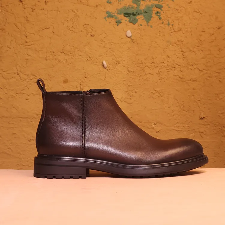 【原创手工】靴子男高帮拉链软底软面切尔西短靴子男潮男款