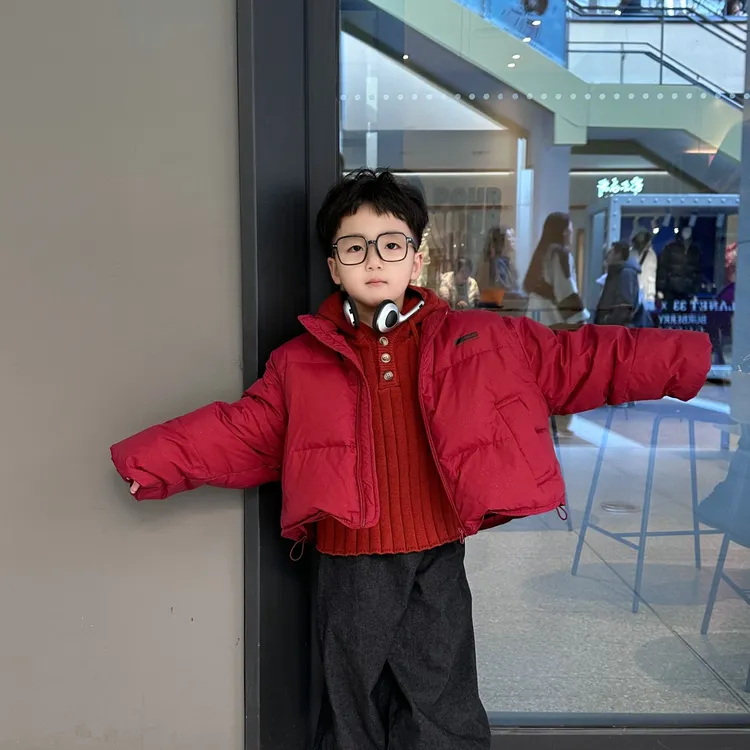 【KAKA·KIDS】新年红毛衣/针织衫韩版男童女童时尚百搭连帽秋冬