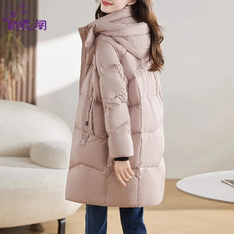 鹅绒羽绒服女冬季中长款2025新款小个子高端洋气时尚加厚保暖外套