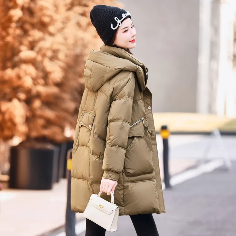 高端羽绒服女中长款2025年冬季新款小个子时尚洋气白鸭绒加厚外套
