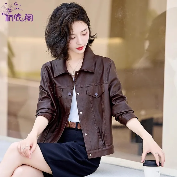 小皮衣外套女短款2025春秋季新款高级感百搭复古休闲PU皮夹克上衣