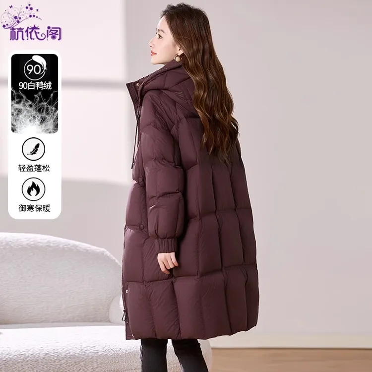 网红款羽绒服女款冬中长款2024新款韩版高端加厚保暖白鸭绒外套潮
