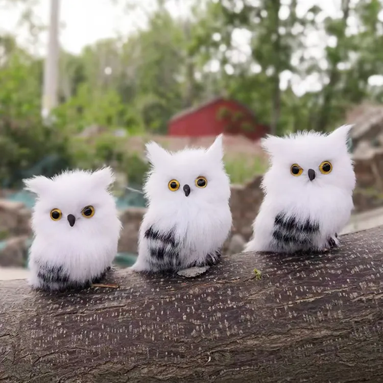 仿真猫头鹰毛绒玩具可爱公仔圣诞树礼物挂件动物模型儿童拍摄道具