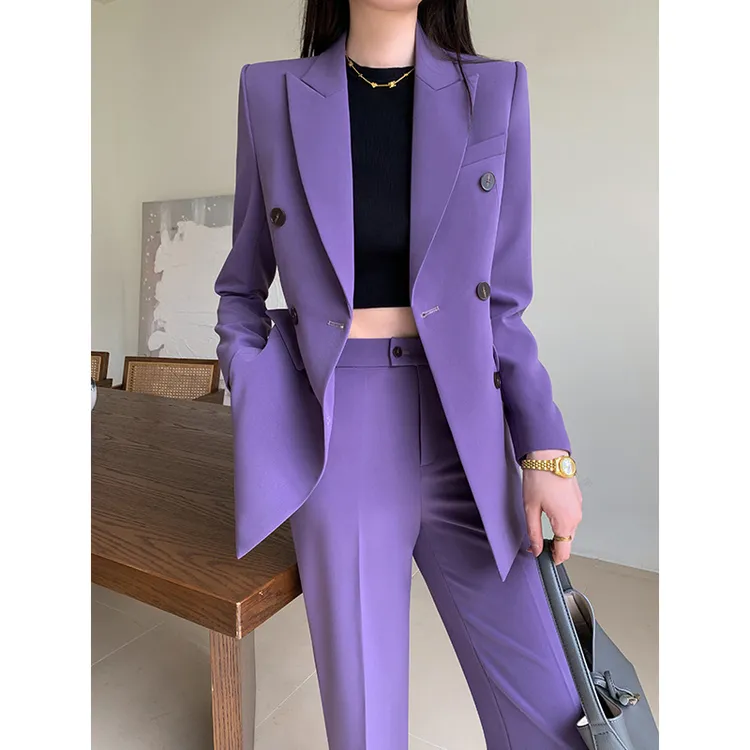 【轻奢】紫色西装套装女2025新款秋冬季职业装休闲气质西服套装女