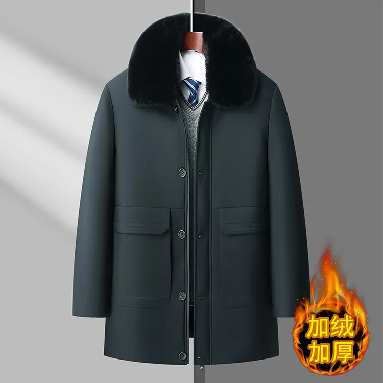 啄木鳥2024新款爸爸冬装加绒加厚棉衣外套60岁男士休闲棉服外套毛