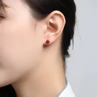 【正品朱砂】高含量紫金砂单珠耳钉红色耳坠女士朱砂耳钉耳线