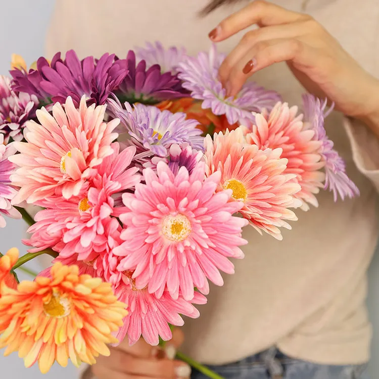 仿真扶郎花花束家用插花装饰客厅摆放非洲菊太阳花PU手感雏菊花