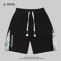 R骷髅头潮牌夏季纯棉透气宽松短裤男新款华夫格百搭五分裤情侣款