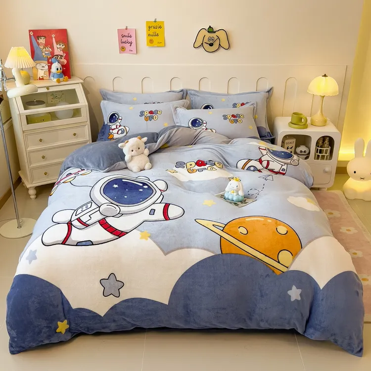 【冬上新】 新款大版卡通印花牛奶绒四件套SYF