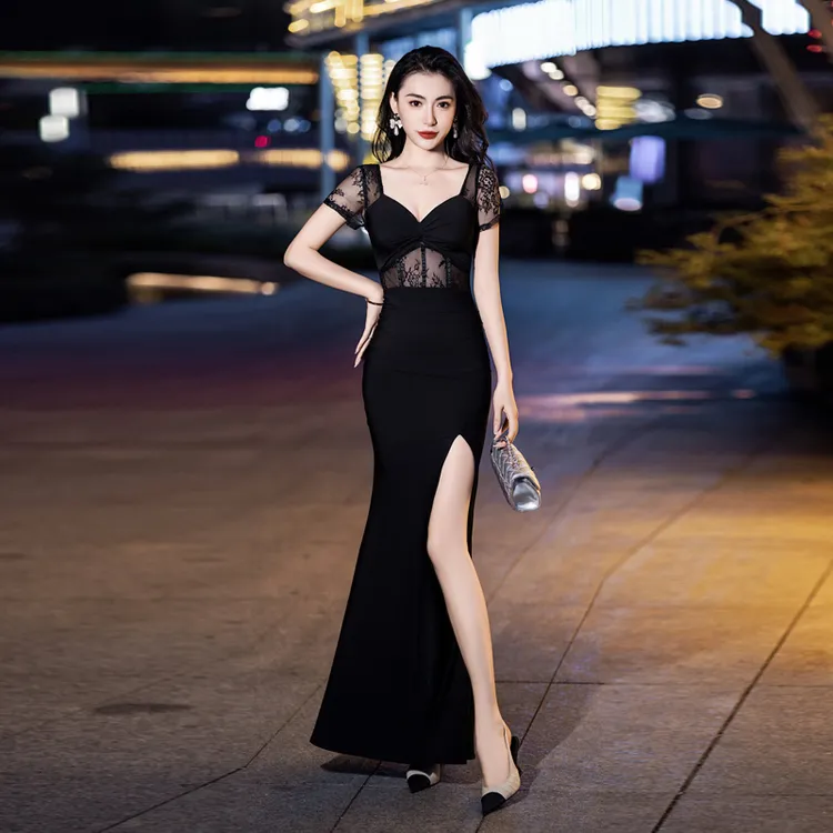 夜总会晚礼服女足浴技师开叉柔式夜场性感KTV夜场性感按摩工作服