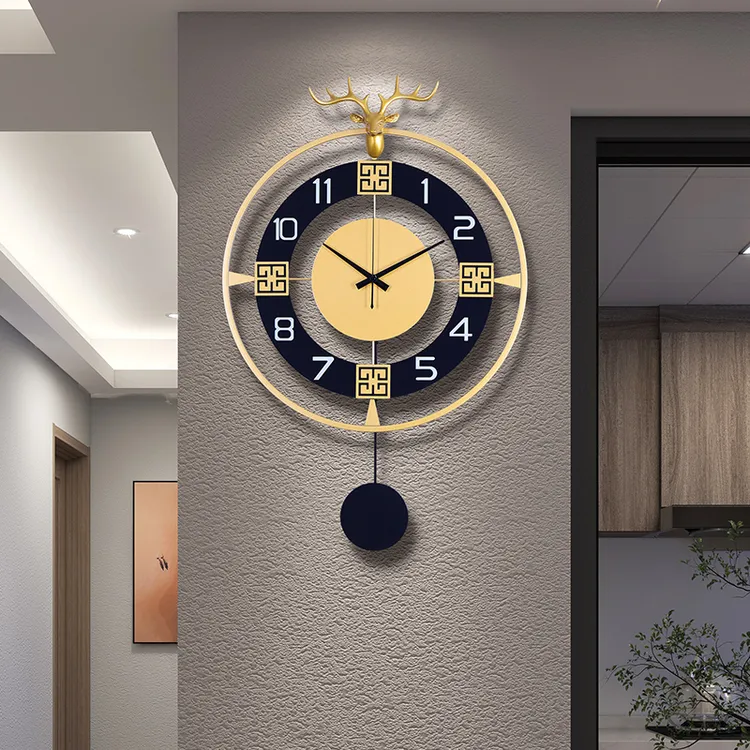 福禄钟升装饰挂钟北欧简约家居静音无声创意个性轻奢时尚钟表客厅