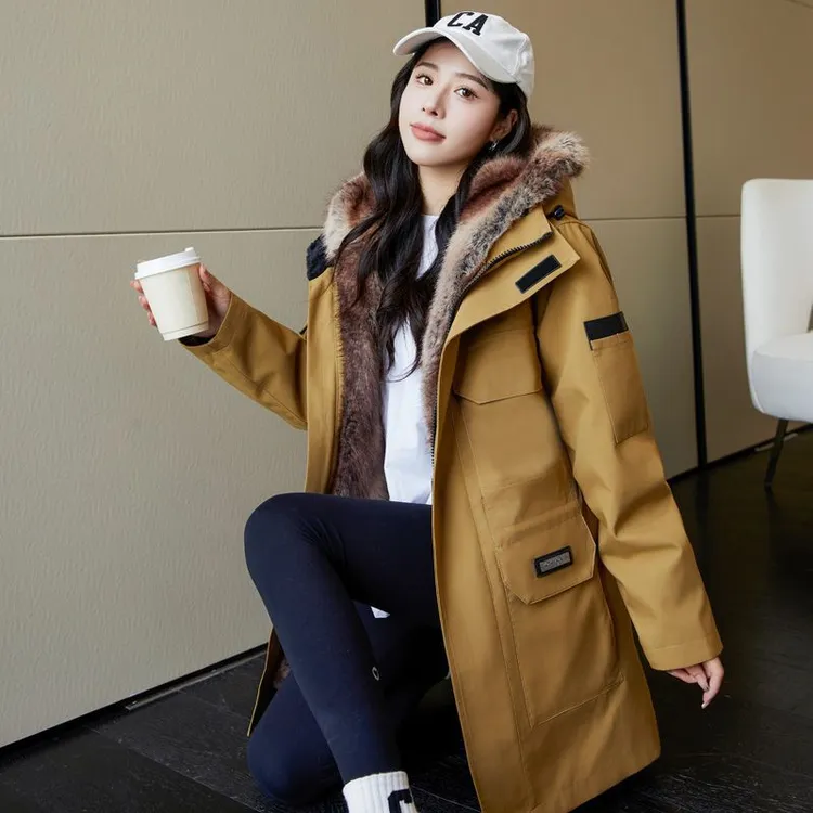 2025新款派克服中长款内胆可拆卸爆款大衣外套女中年加绒加厚冬季