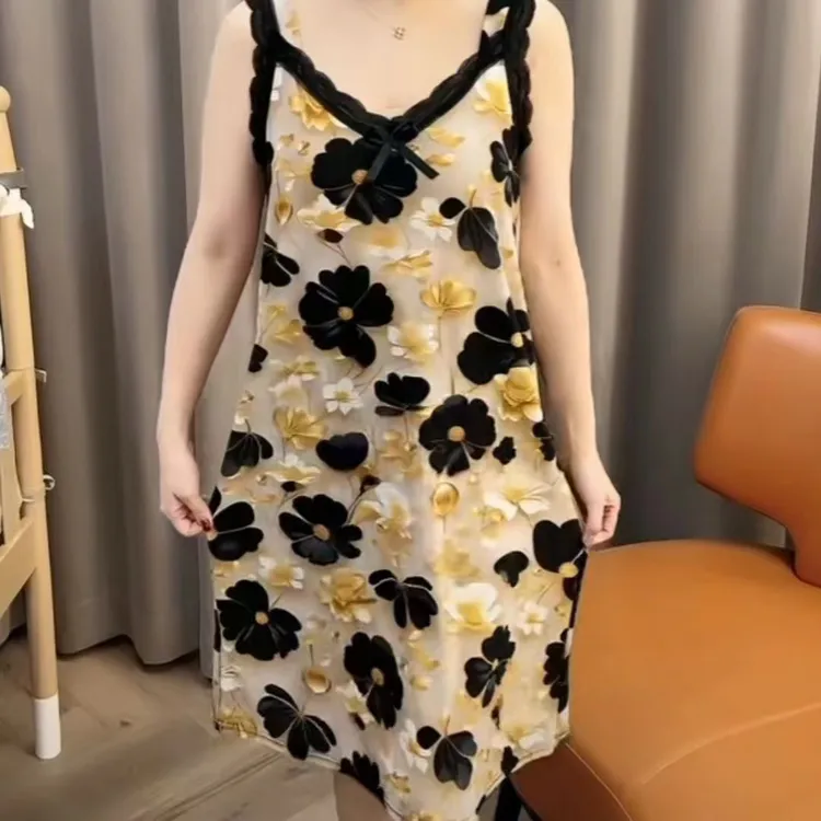 睡衣夏季2024新款吊时尚薄款家居服爆款洋气宽松蕾丝女装碎花