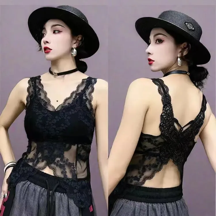 薄款背心吊带聚拢文胸内衣女镂空无袖网红一体式显瘦修身性感美背