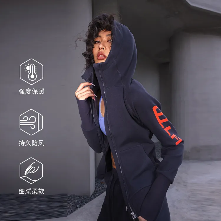 OULLA【现货】秋冬新款连帽加绒时尚外套保暖卫衣运动休闲3506