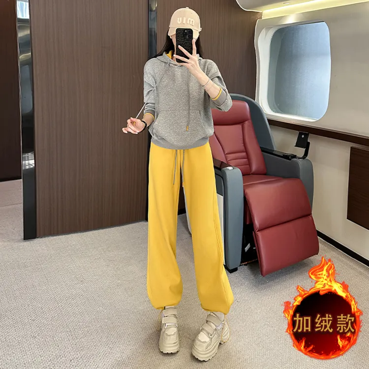 秋冬季时尚减龄休闲运动套装女时髦洋气加厚加绒卫衣阔腿裤两件套