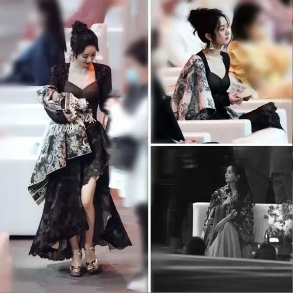 赵丽颖同款复古水墨画流苏斗蓬披肩气质百搭秋冬外套女