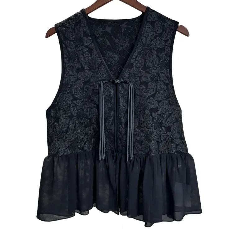 550黑色白色国韵古风立体提花马甲精致贵气百搭时尚气质新中式绣