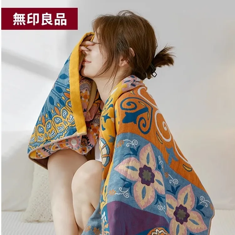 無印良品纱布浴巾2025新款纯棉全棉儿童裹巾大人毛巾家用吸水女款