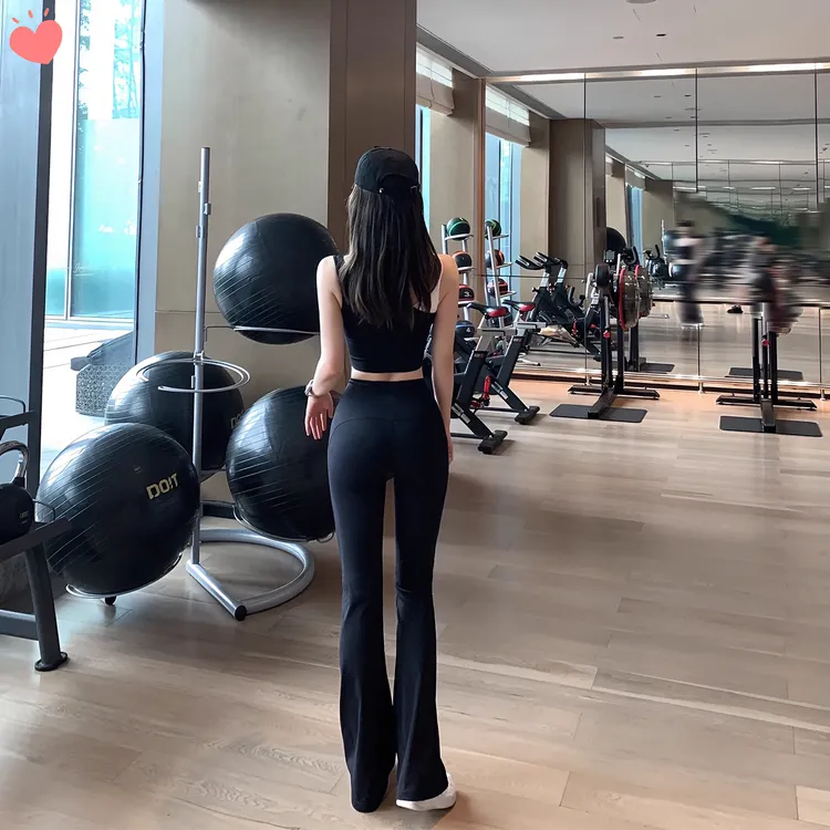 瑜伽鲨鱼裤女夏季外穿运动高腰提臀长腿显瘦时尚微喇叭裤修身弹力