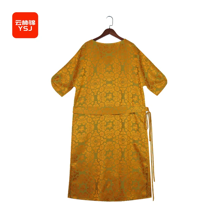 中国丝绸 新中式 桑蚕丝植物染色蜀锦立狮宝连衣裙 国风CS23006
