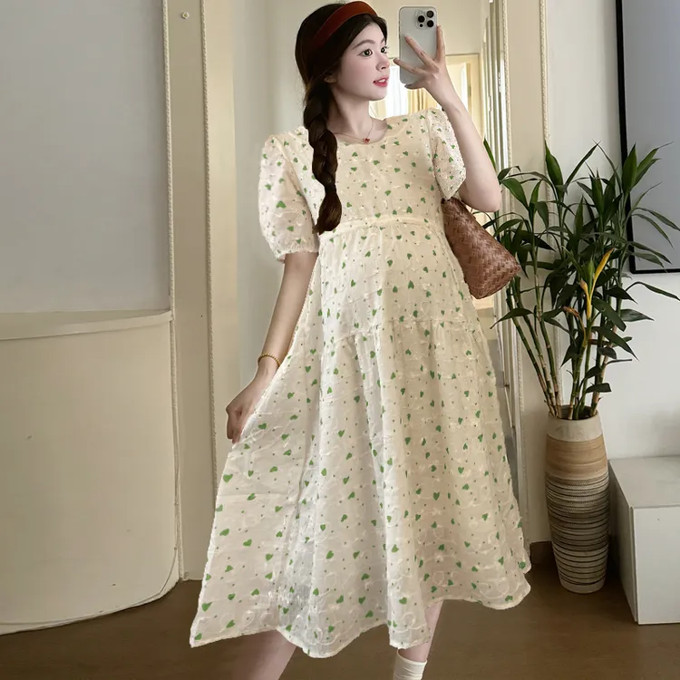 显瘦夏季孕妇装长款显瘦气质印花宽松时尚雪纺甜美碎花孕妇连衣裙