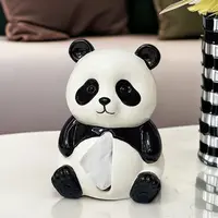 熊猫纸巾盒客厅纸抽盒陶瓷抽纸盒家用摆件创意卡通餐巾纸盒高颜值