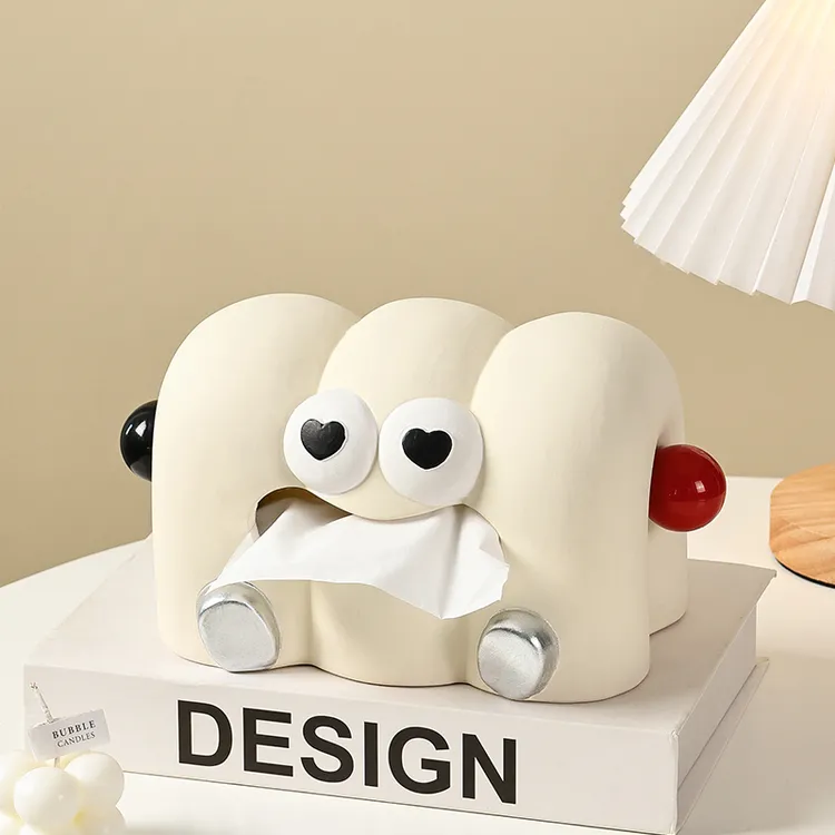 创意桌面纸巾盒家用陶瓷抽纸盒可爱云朵多巴胺奶油风餐巾纸收纳盒