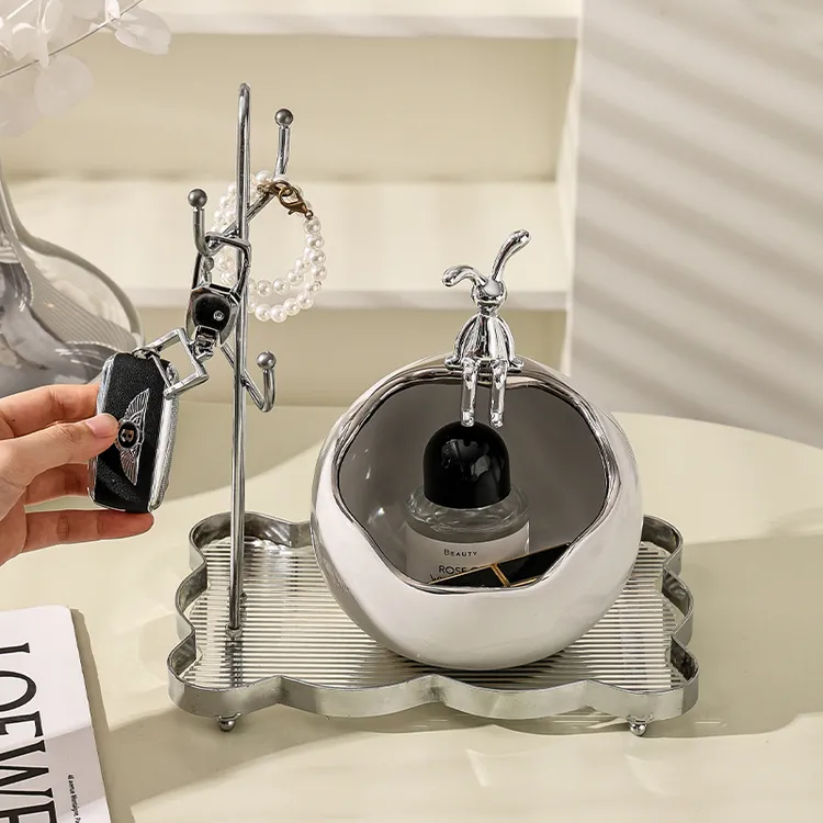 新款玄关入户钥匙收纳架盒摆件置物架鞋柜桌面送礼波浪架网红爆款